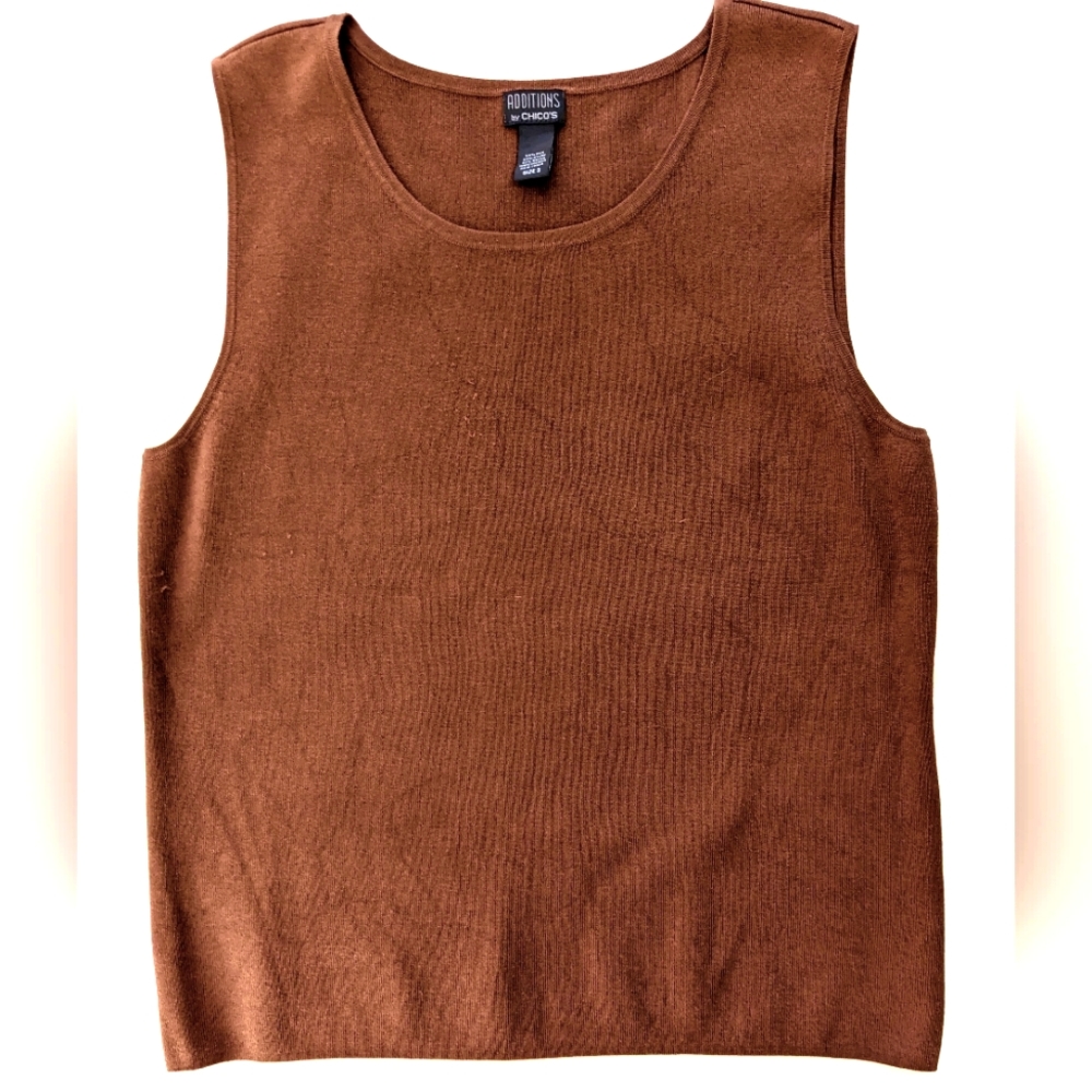 Additions by Chico's Silk Blend Sleeveless Tank Top Size 3 16-18 Brown